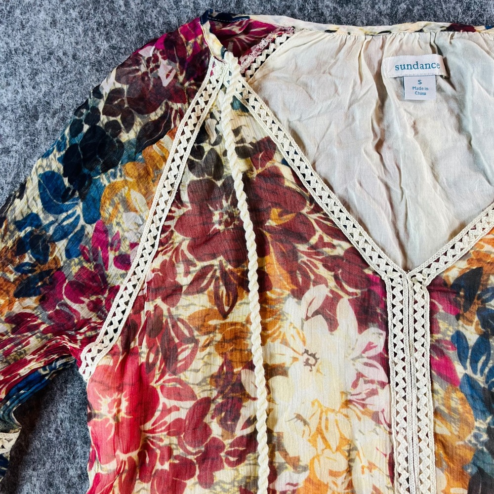 Sundance Floral Blouse Womens S Boho Bell Sleeve Cottagecore Whimsigoth Ethereal - Picture 3 of 13